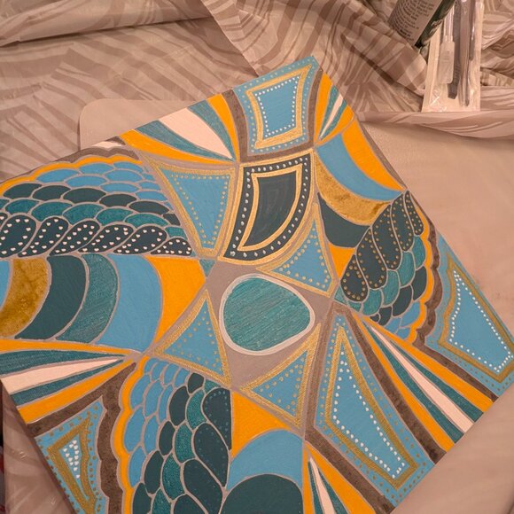 Fractured Garden – Original 11.75" x 11.75 x .75" Abstract Painting on W - Picture 6 of 6